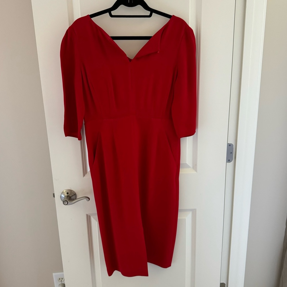 Lafayette 148 Red V-Neck Dress | Size 6